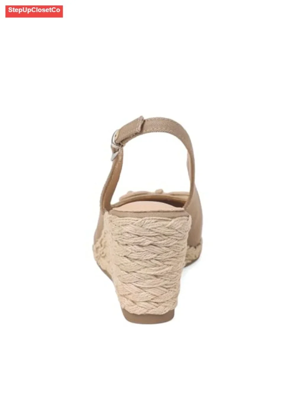 Espadrilles Wedges Sandal Closed Toe Slingback Platform Bow Raffia Adjustable
